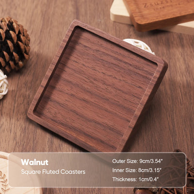 Solid Walnut Wood Coaster Round Square