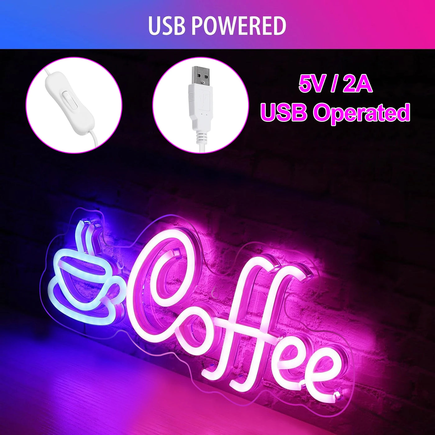 Coffee Neon Sign Light Battery Led Neon